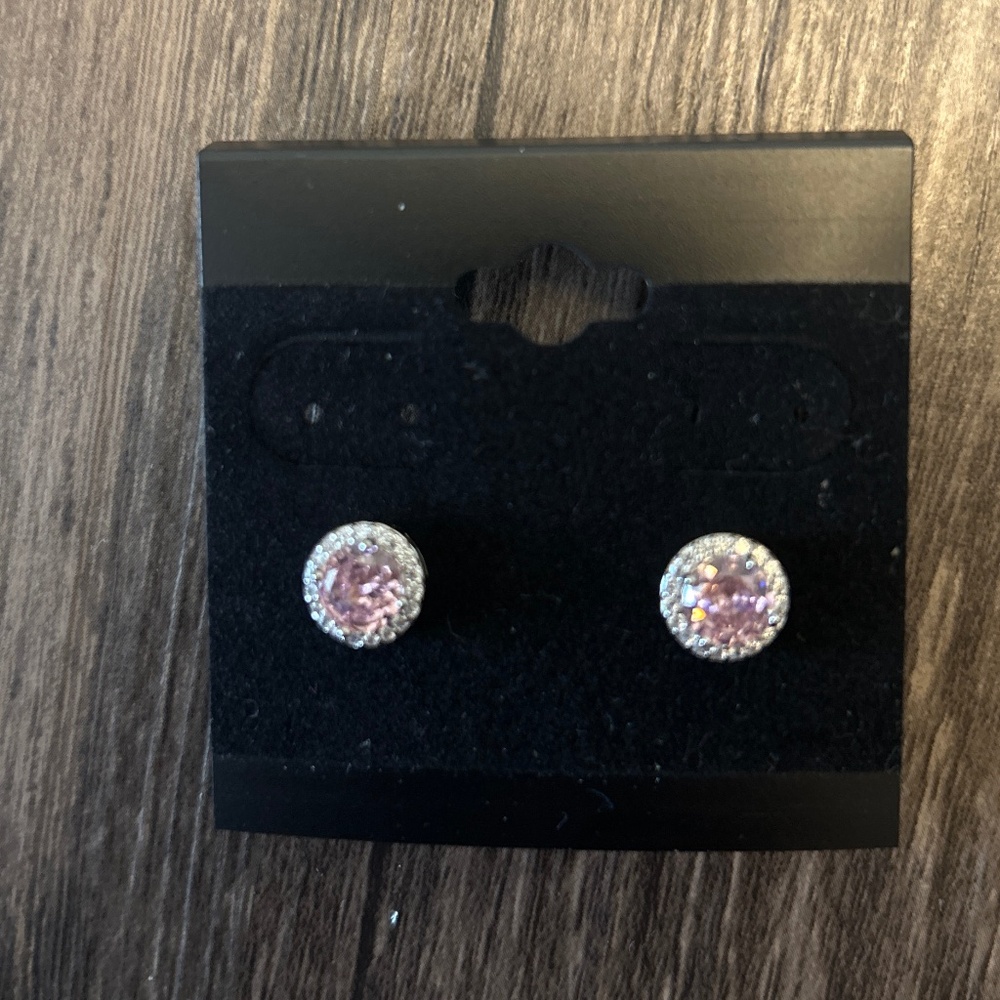 Pink moissanite 925 sterling silver pushback earrings